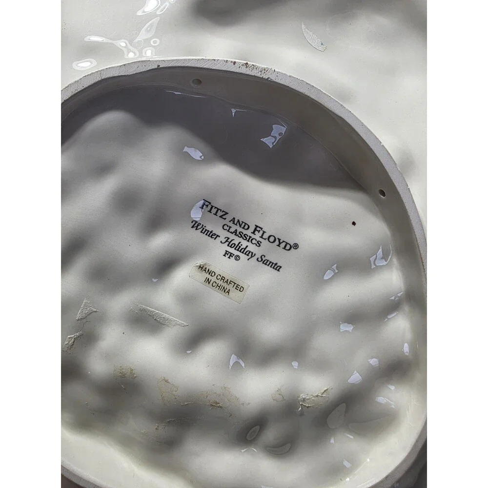 Fitz & Floyd WINTER HOLIDAY SANTA 3D Tidbit Plate Christmas Appetizer Dish